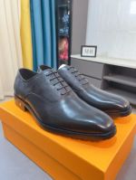 LV Black calfskin Leather Shoes-LV Man Business Leather Shoes